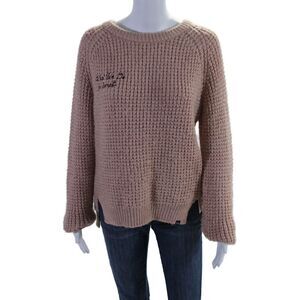 Obey N 89 Women's Round Neck Long Sleeves Chunky Knit Sweater Blush Size M